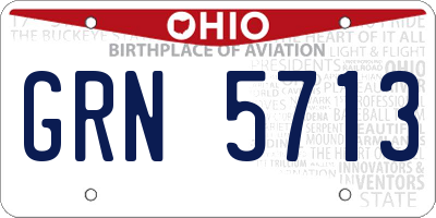 OH license plate GRN5713