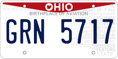 OH license plate GRN5717