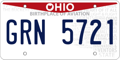 OH license plate GRN5721