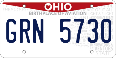 OH license plate GRN5730