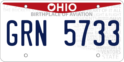 OH license plate GRN5733