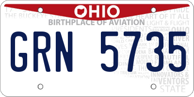 OH license plate GRN5735