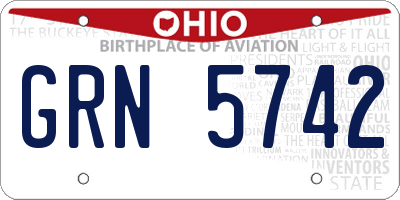 OH license plate GRN5742