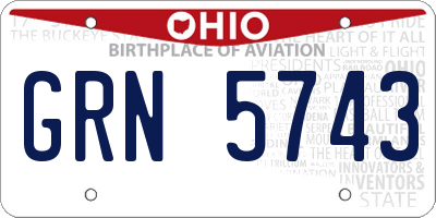 OH license plate GRN5743