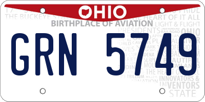 OH license plate GRN5749