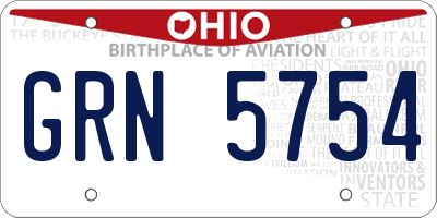 OH license plate GRN5754