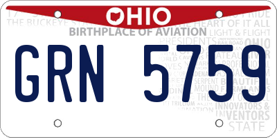 OH license plate GRN5759
