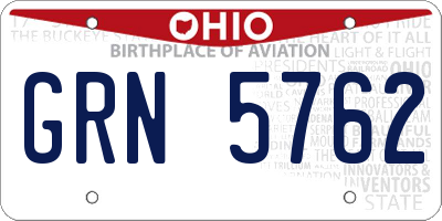 OH license plate GRN5762