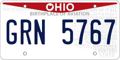 OH license plate GRN5767