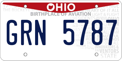 OH license plate GRN5787
