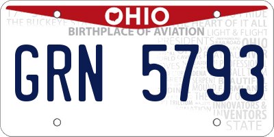 OH license plate GRN5793