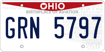 OH license plate GRN5797
