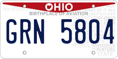 OH license plate GRN5804
