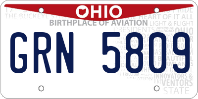OH license plate GRN5809