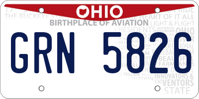 OH license plate GRN5826