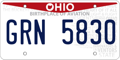 OH license plate GRN5830