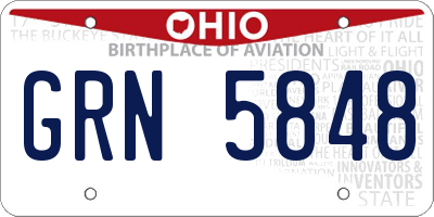 OH license plate GRN5848