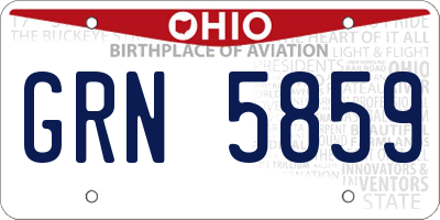 OH license plate GRN5859