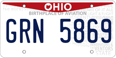 OH license plate GRN5869