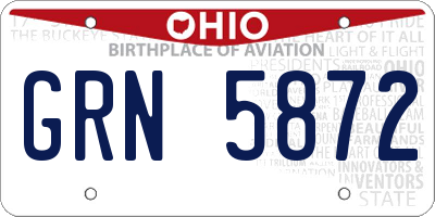 OH license plate GRN5872