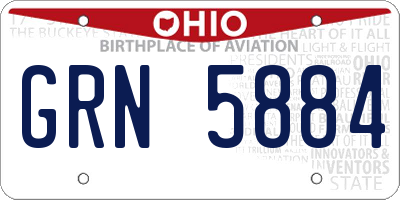 OH license plate GRN5884