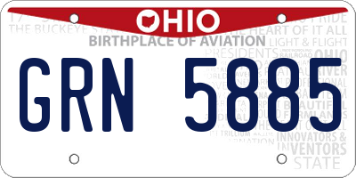 OH license plate GRN5885