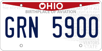 OH license plate GRN5900