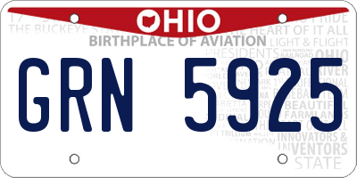 OH license plate GRN5925