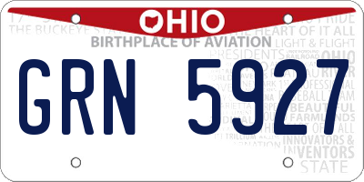 OH license plate GRN5927