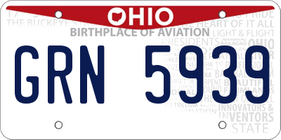 OH license plate GRN5939
