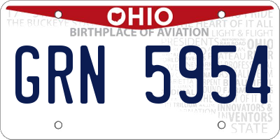 OH license plate GRN5954