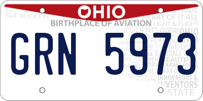 OH license plate GRN5973