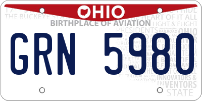 OH license plate GRN5980
