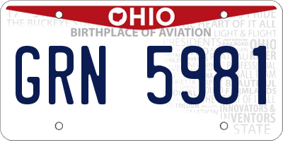 OH license plate GRN5981