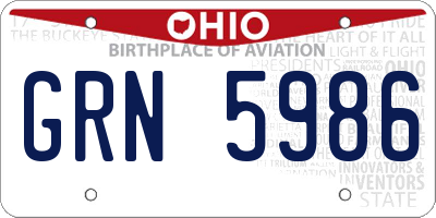 OH license plate GRN5986