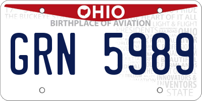 OH license plate GRN5989