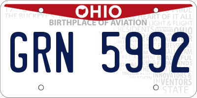 OH license plate GRN5992