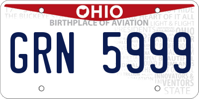 OH license plate GRN5999