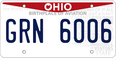 OH license plate GRN6006