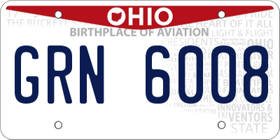 OH license plate GRN6008