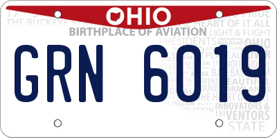 OH license plate GRN6019