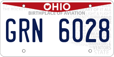 OH license plate GRN6028