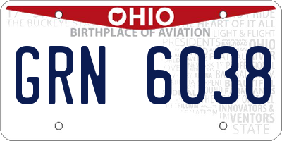 OH license plate GRN6038