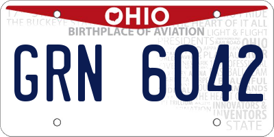 OH license plate GRN6042
