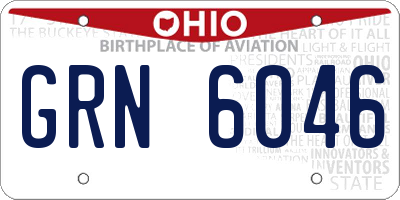 OH license plate GRN6046