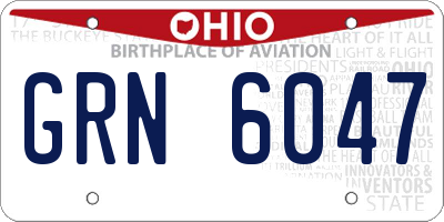 OH license plate GRN6047