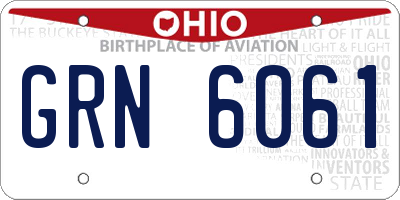 OH license plate GRN6061