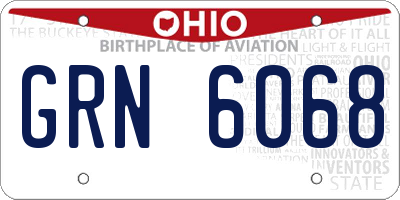 OH license plate GRN6068
