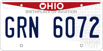 OH license plate GRN6072