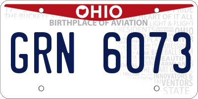 OH license plate GRN6073